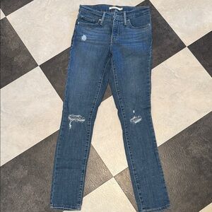 High-Rise Distressed Skinny Jeans - Blue 
311 shaping skinny